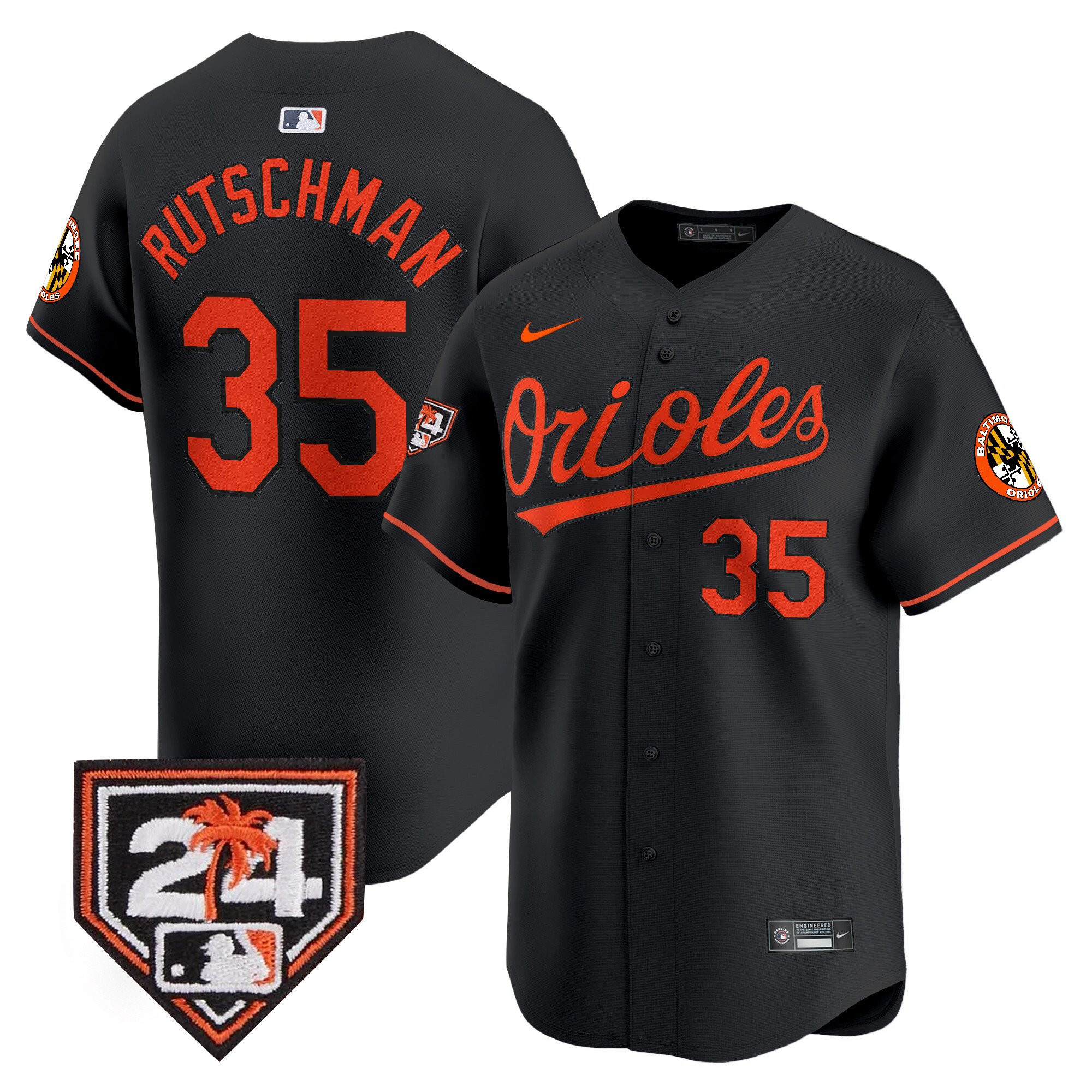 Adley Rutschman 35 Baltimore Orioles 2024 Spring Training Patch Black MLB Jersey Men's