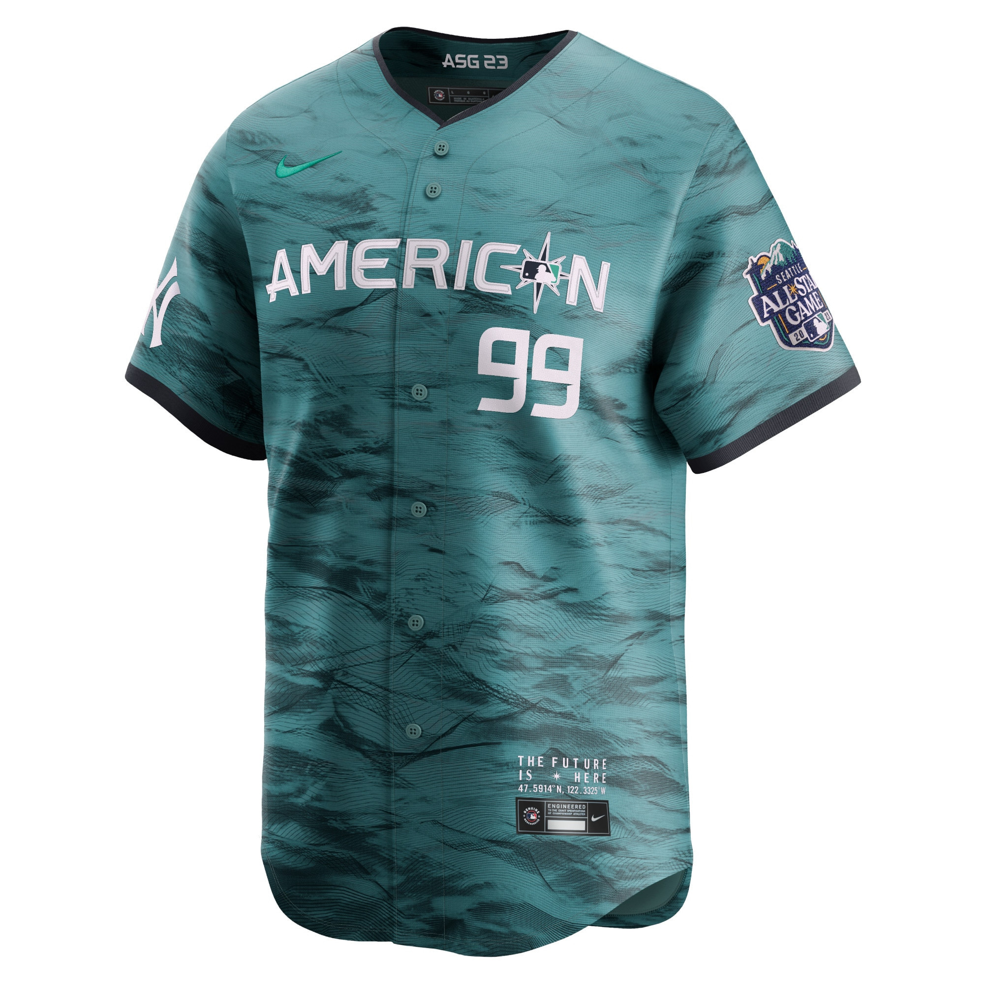 Aaron Judge 99 American League 2023 All Star Game Limited Teal MLB Jersey Men's