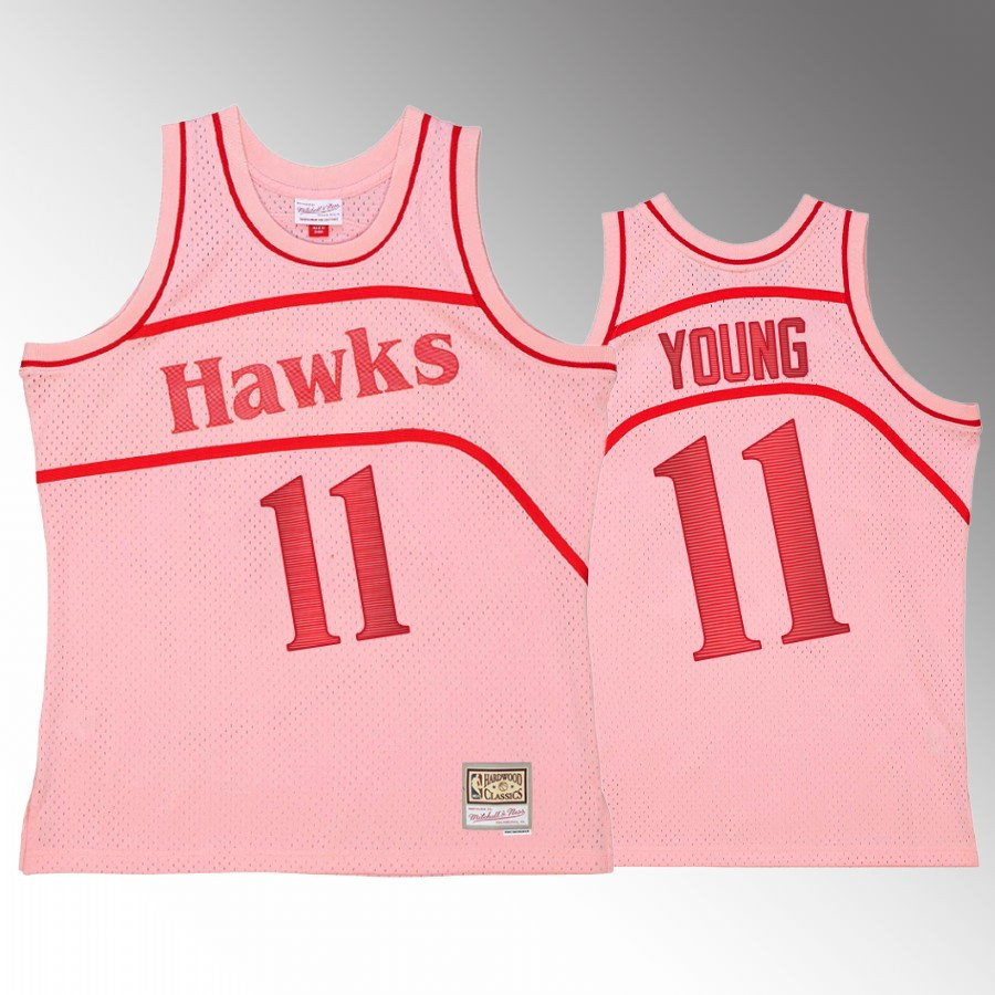 Atlanta Hawks Trae Young 11 Pink Space Knit Hardwood Classics NBA Jersey Men's