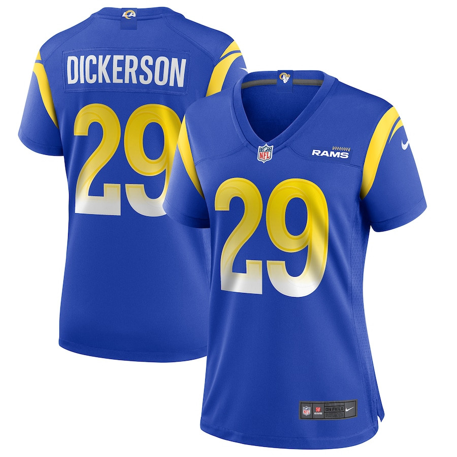 Eric Dickerson 29 Los Angeles Rams Game Retired Royal NFL Jersey Women's