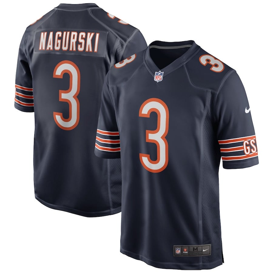 Bronko Nagurski 3 Chicago Bears Game Retired Navy NFL Jersey Men's