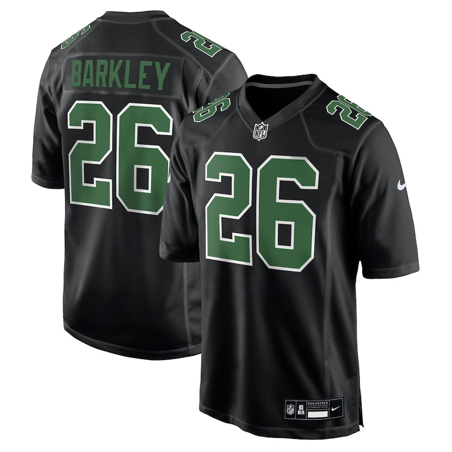 Saquon Barkley 26 Philadelphia Eagles Fashion Game Carbon Black/Kelly Green NFL Jersey Men's