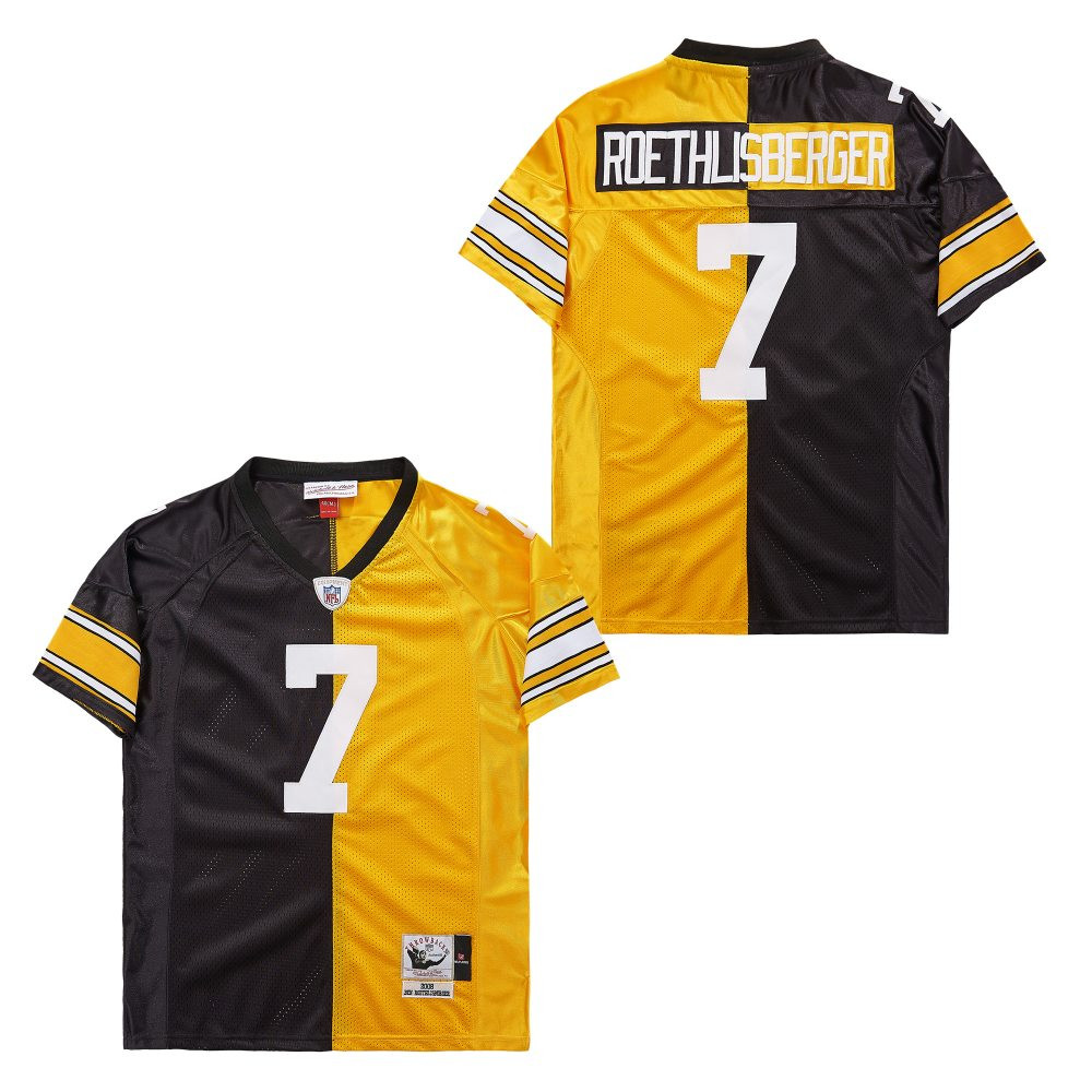 Ben Roethlisberger 7 Pittsburgh Steelers Two-Toned Retro Throwback Black/Yellow NFL Jersey Men's