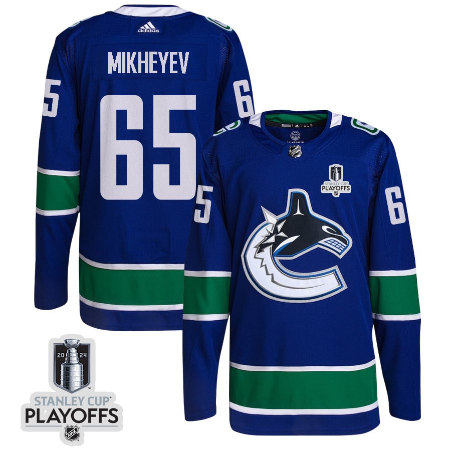 Ilya Mikheyev 65 Vancouver Canucks 2024 Playoffs Patch Home Blue NHL Jersey Men's