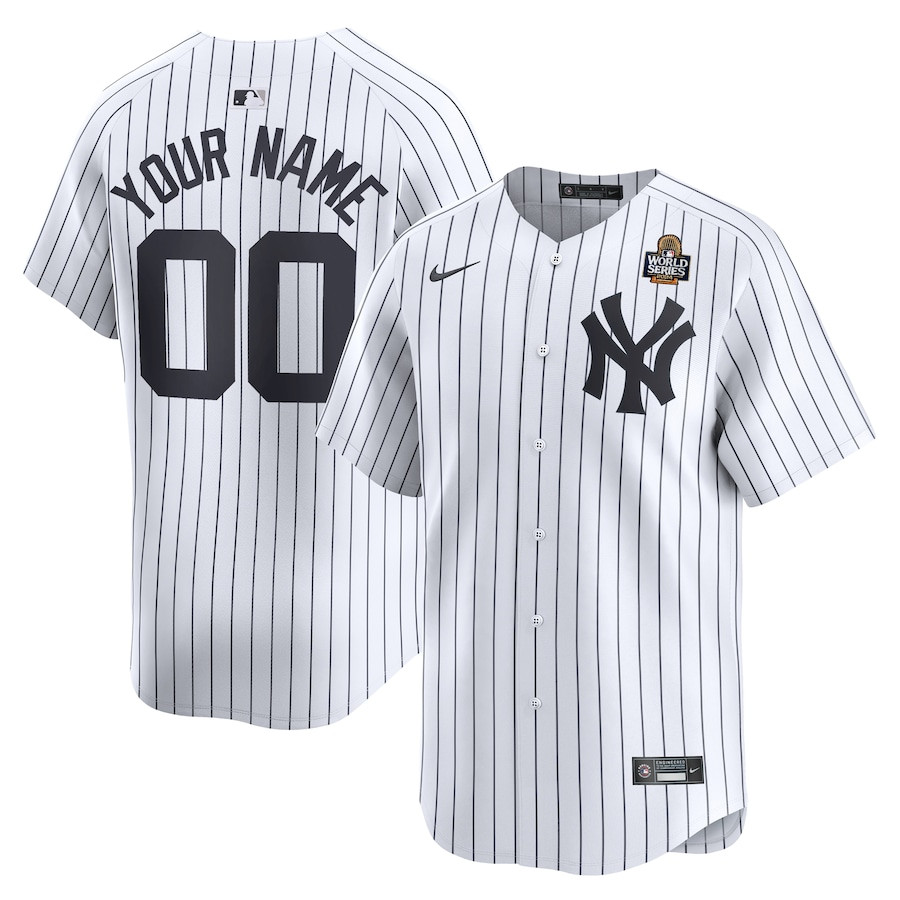 New York Yankees 2024 World Series Home Custom Limited White MLB Jersey Men's