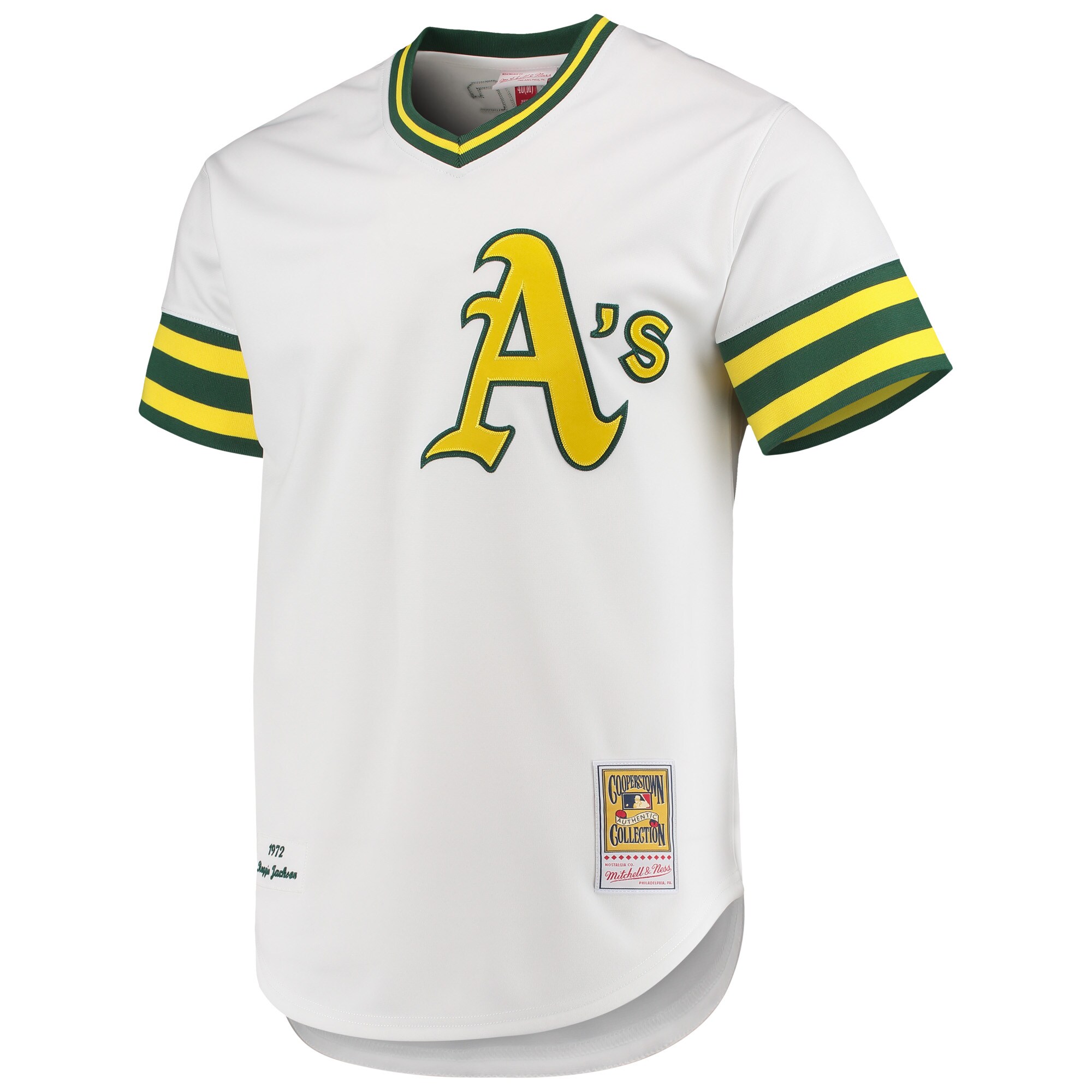 Oakland Athletics Reggie Jackson Mitchell Ness White 1972 Cooperstown Collection MLB Jersey Men's