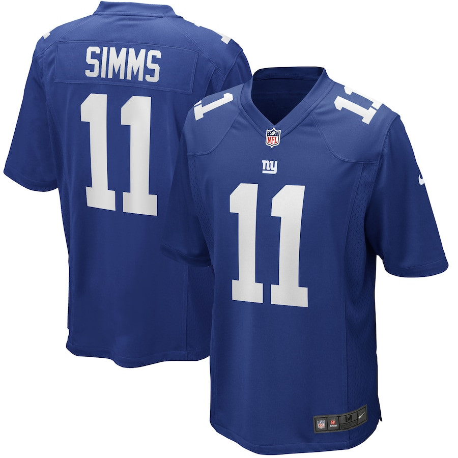Phil Simms 11 New York Giants Game Retired Royal NFL Jersey Men's