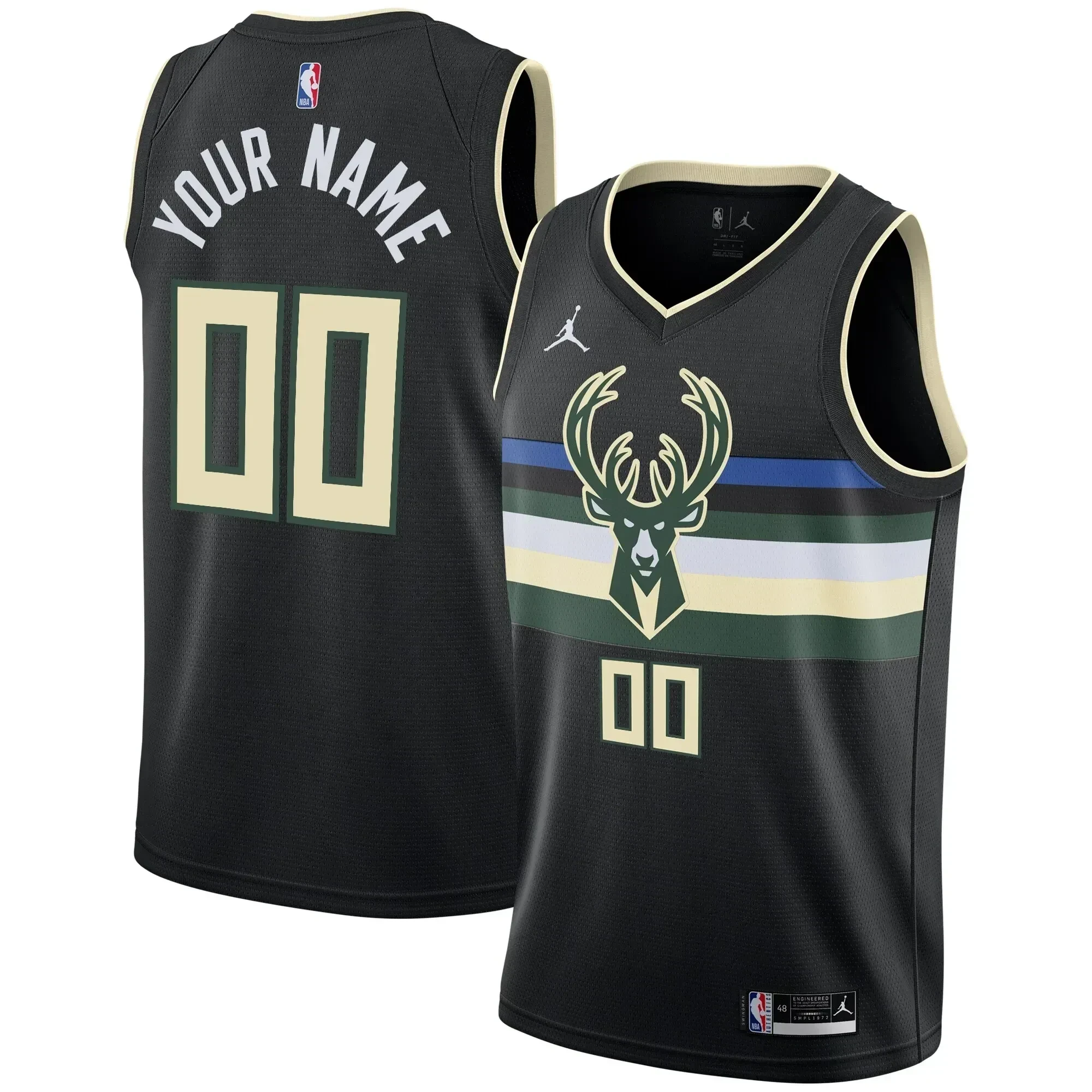 Milwaukee Bucks Swingman Custom Statement Edition Black NBA Jersey Men's