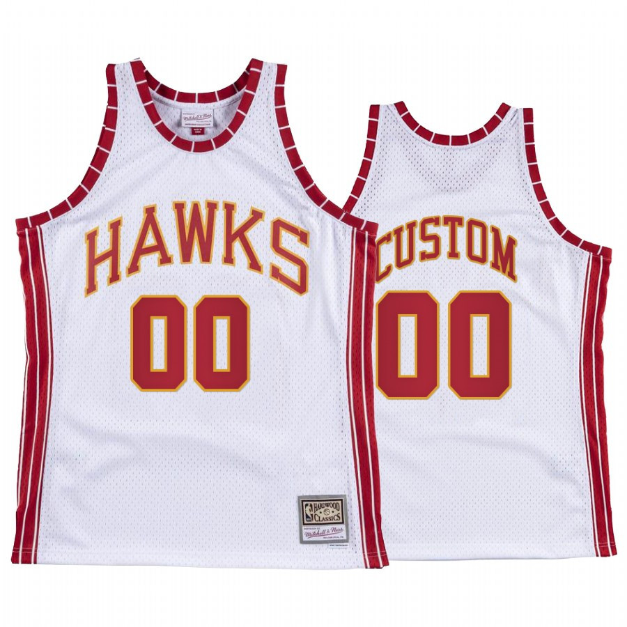 Custom 00 Atlanta Hawks Hardwood Classics White NBA Jersey Men's