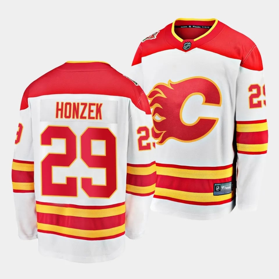 Samuel Honzek #29 Calgary Flames 2023 Draft Away White NHL Jersey Men's