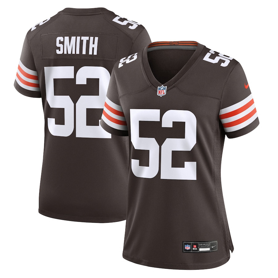 Elerson Smith 52 Cleveland Browns Team Game Brown NFL Jersey Women's