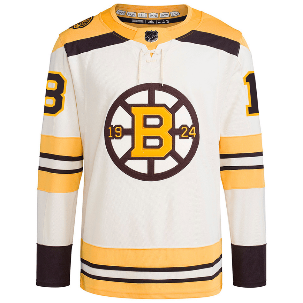 Pavel Zacha 18 Boston Bruins 100th Anniversary Primegreen Third Cream NHL Jersey Men's