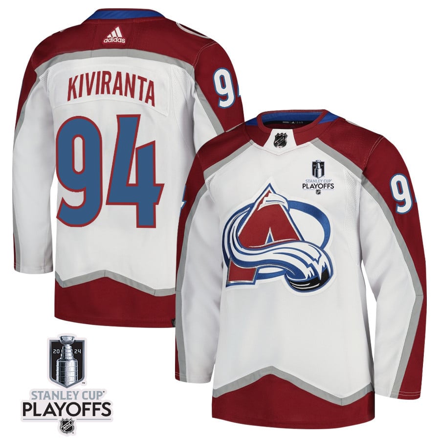 Joel Kiviranta 94 Colorado Avalanche 2024 Playoffs Patch Away White NHL Jersey Men's