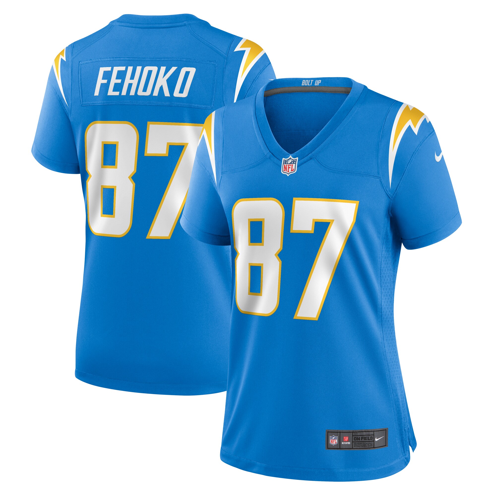 Los Angeles Chargers Simi Fehoko Powder Blue Game NFL Jersey Women's