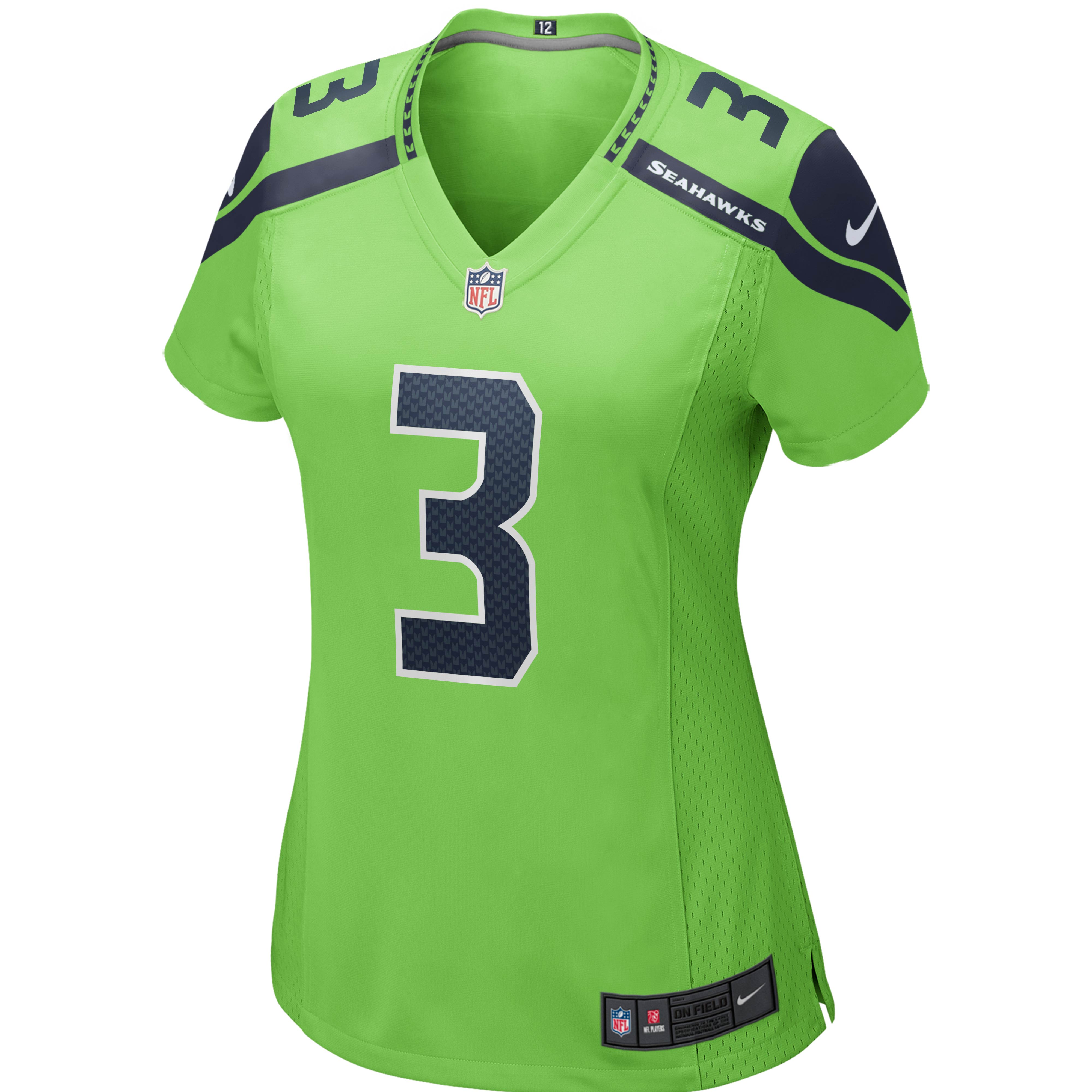 Seattle Seahawks Russell Wilson Neon Green Alternate Game NFL Jersey Women's
