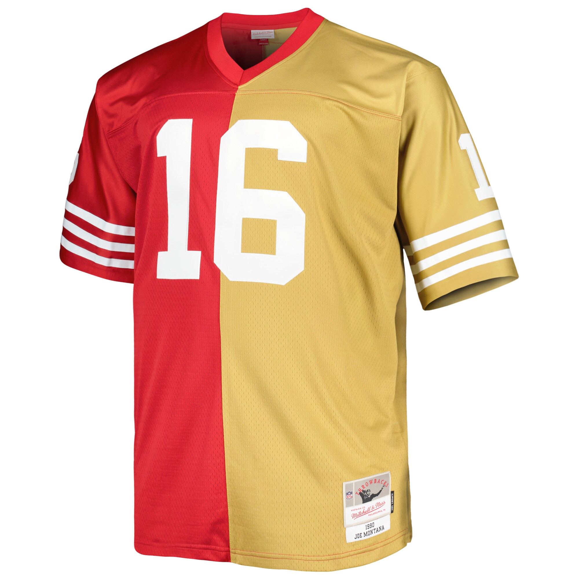San Francisco 49ers Joe Montana Mitchell Ness Scarlet/Gold Big Tall Split Legacy Retired Player NFL Jersey Men's