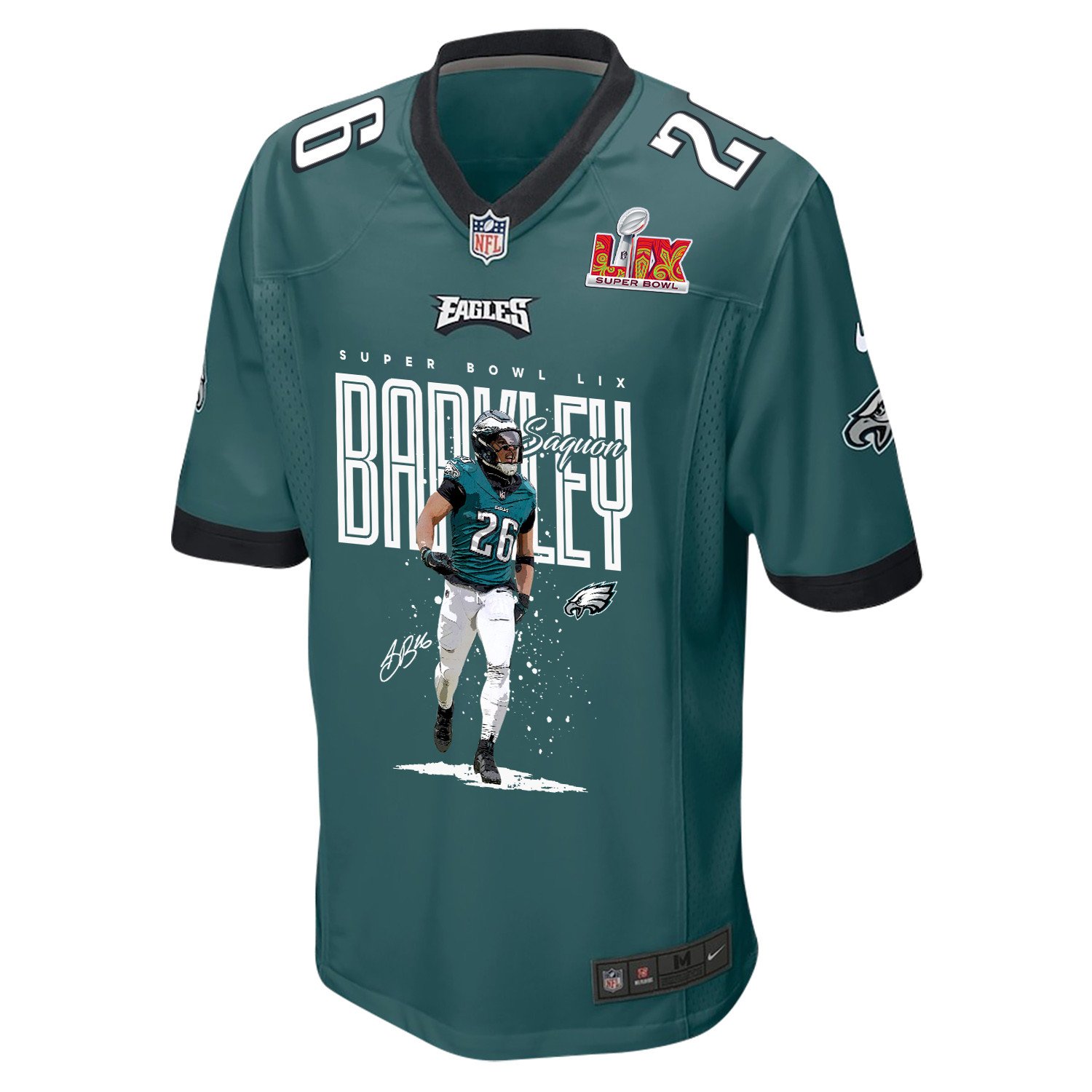 Saquon Barkley 26 Philadelphia Eagles Goodness Saquon' Game Midnight Green NFL Jersey Men's