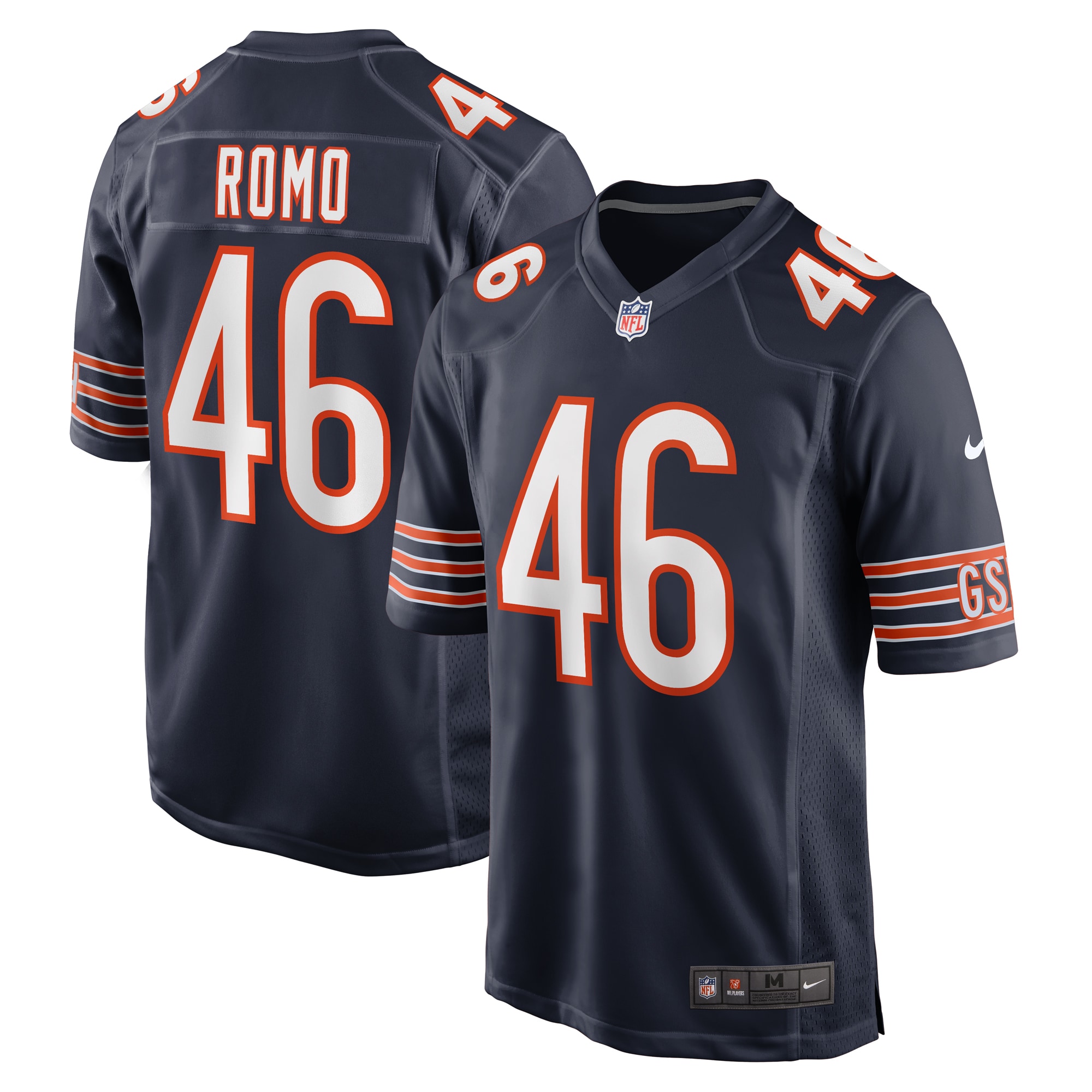 Chicago Bears John Parker Romo Navy Team Game NFL Jersey Men's