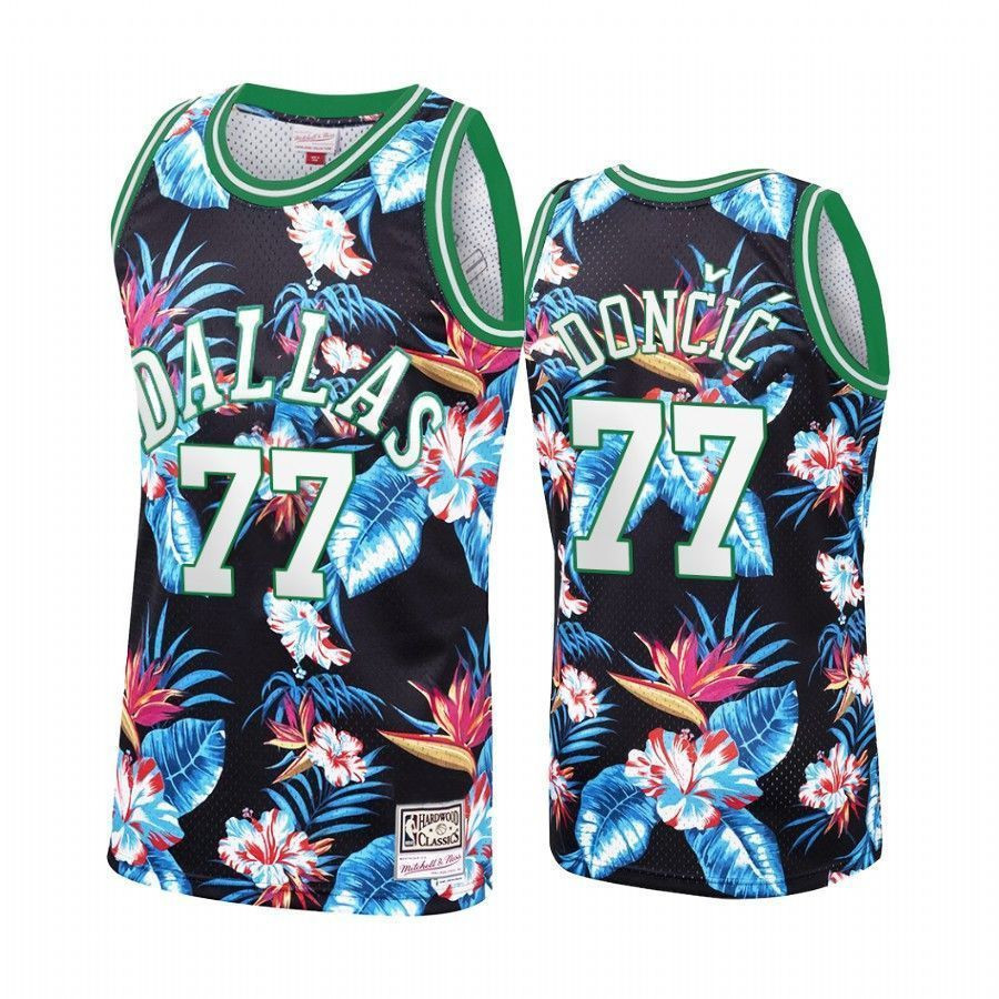 Dallas Mavericks Luka Doncic 77 Floral Fashion NBA Jersey Men's