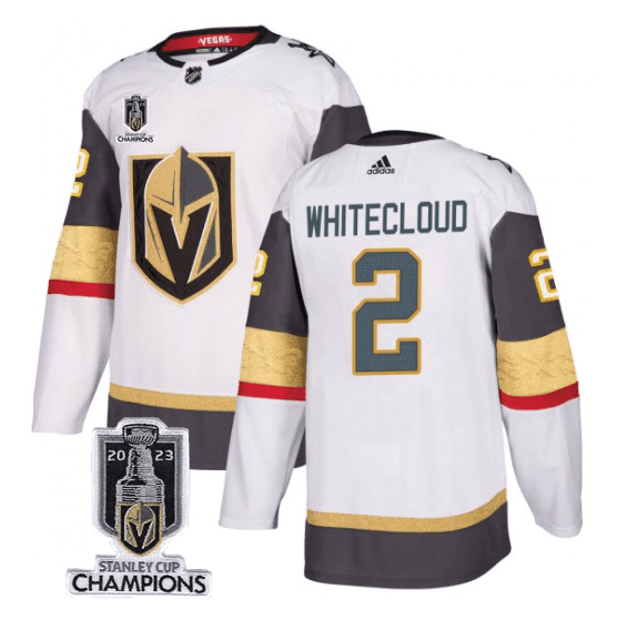 Zach Whitecloud 2 Vegas Golden Knights 2023 Stanley Cup Champions Patch Breakaway White NHL Jersey Men's