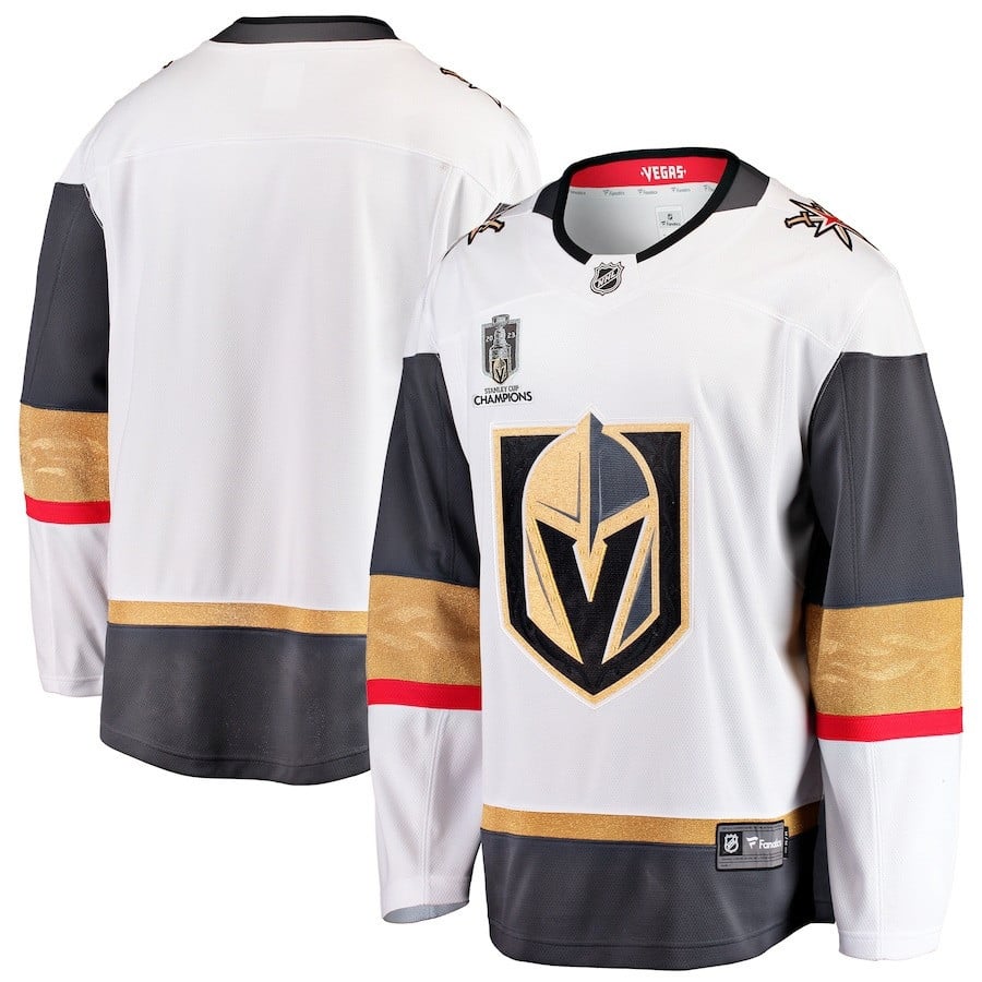 Vegas Golden Knights 2023 Stanley Cup Champions Patch Away Breakaway White NHL Jersey Men's