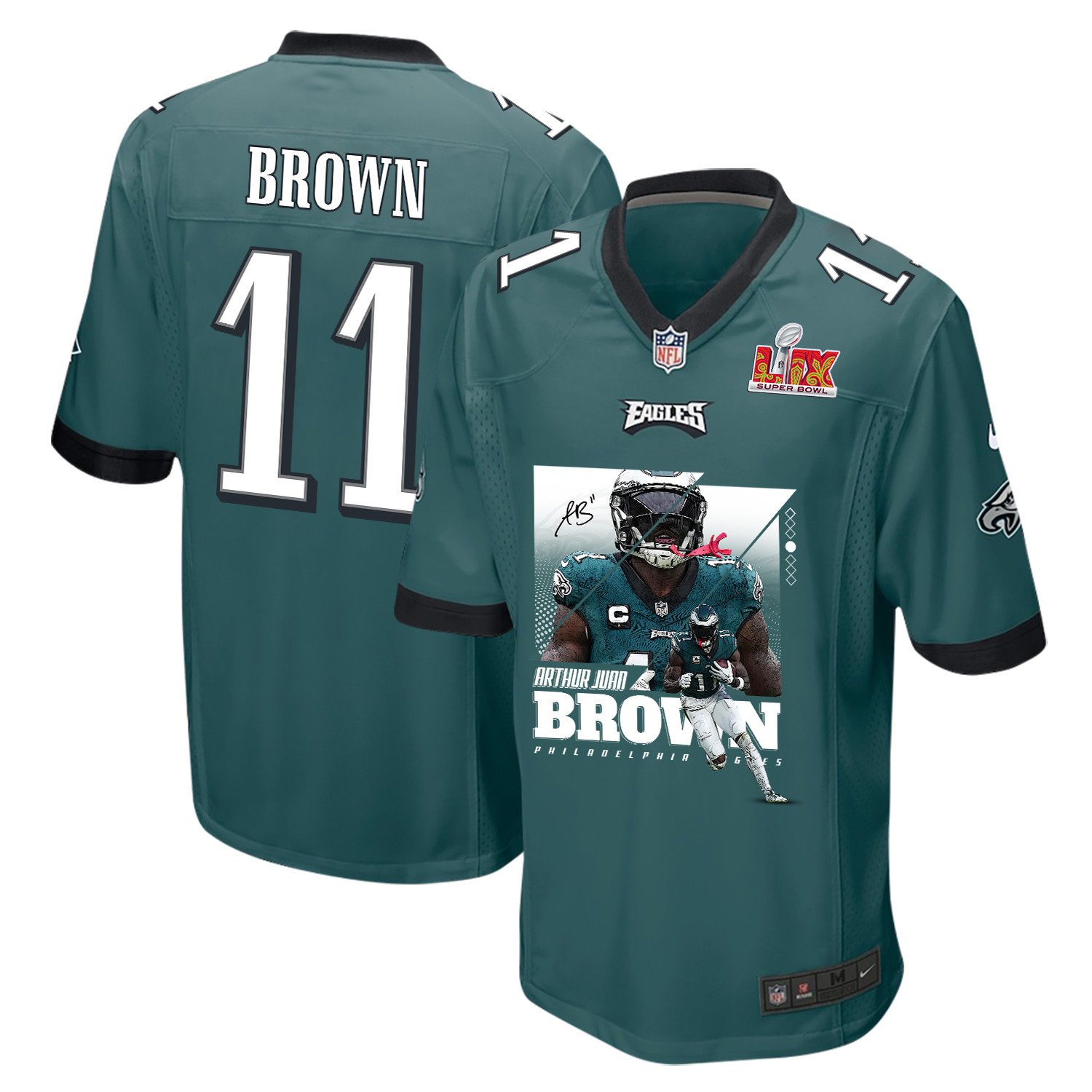 A.J. Brown 11 Philadelphia Eagles Swole Batman' Game Midnight Green NFL Jersey Men's