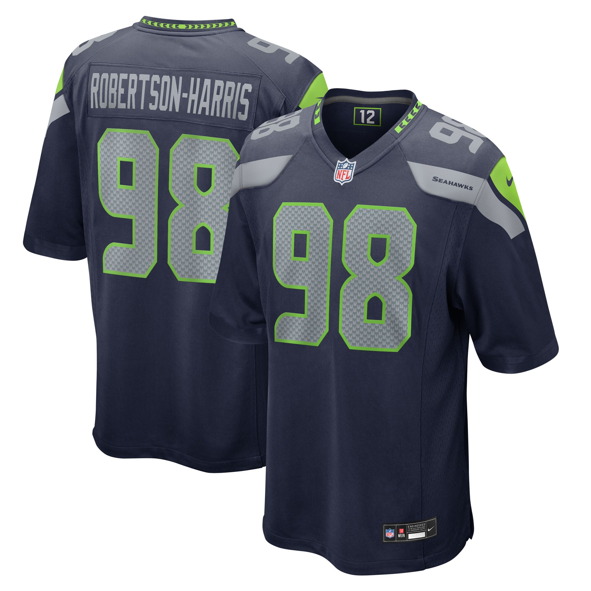 Seattle Seahawks Roy Robertson-Harris College Navy Team Game NFL Jersey Men's