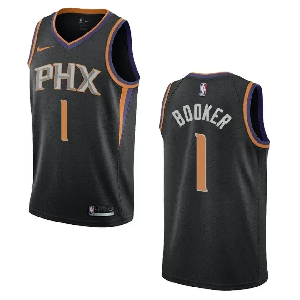 Phoenix Suns 1 Devin Booker Statement Swingman Black NBA Jersey Men's