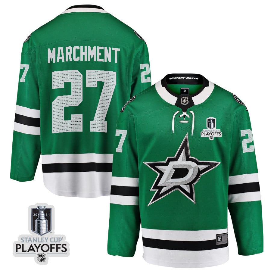 Mason Marchment 27 Dallas Stars 2024 Playoffs Patch Home Green NHL Jersey Men's