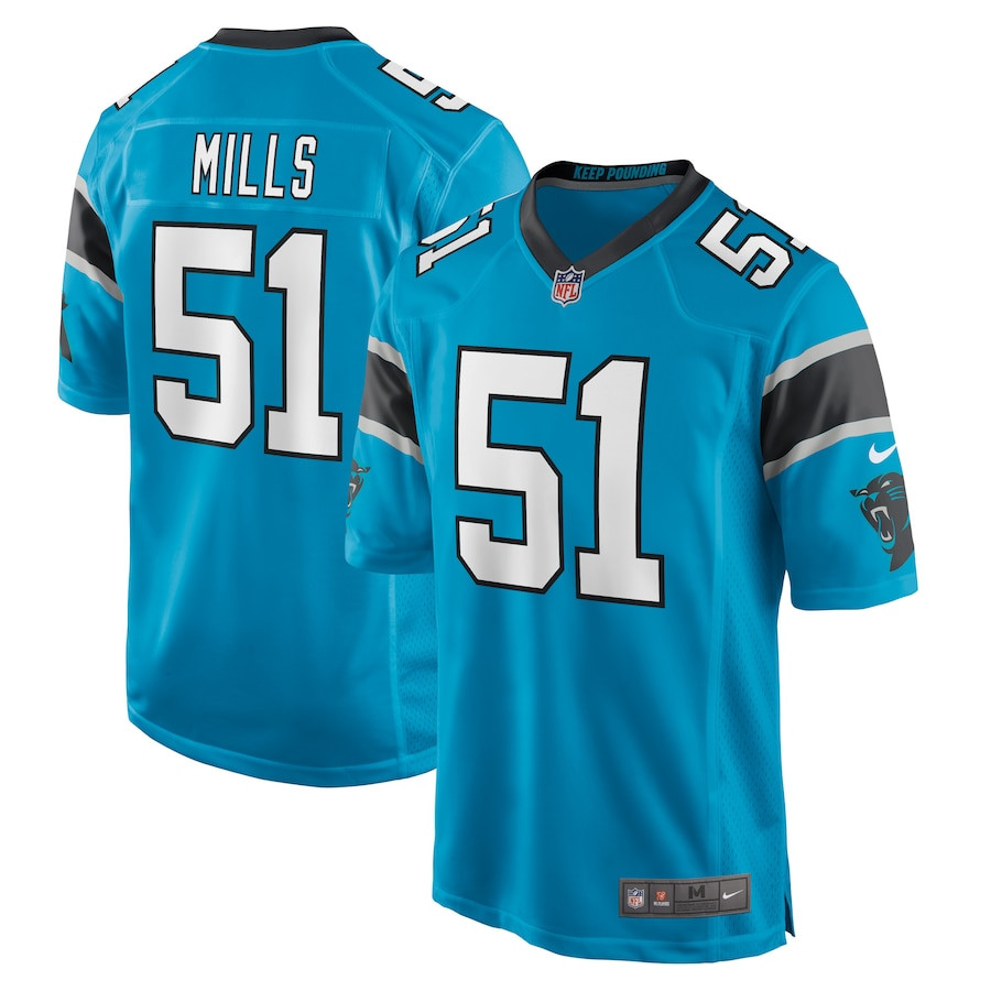 Sam Mills 51 Carolina Panthers Retired Blue NFL Jersey Men's
