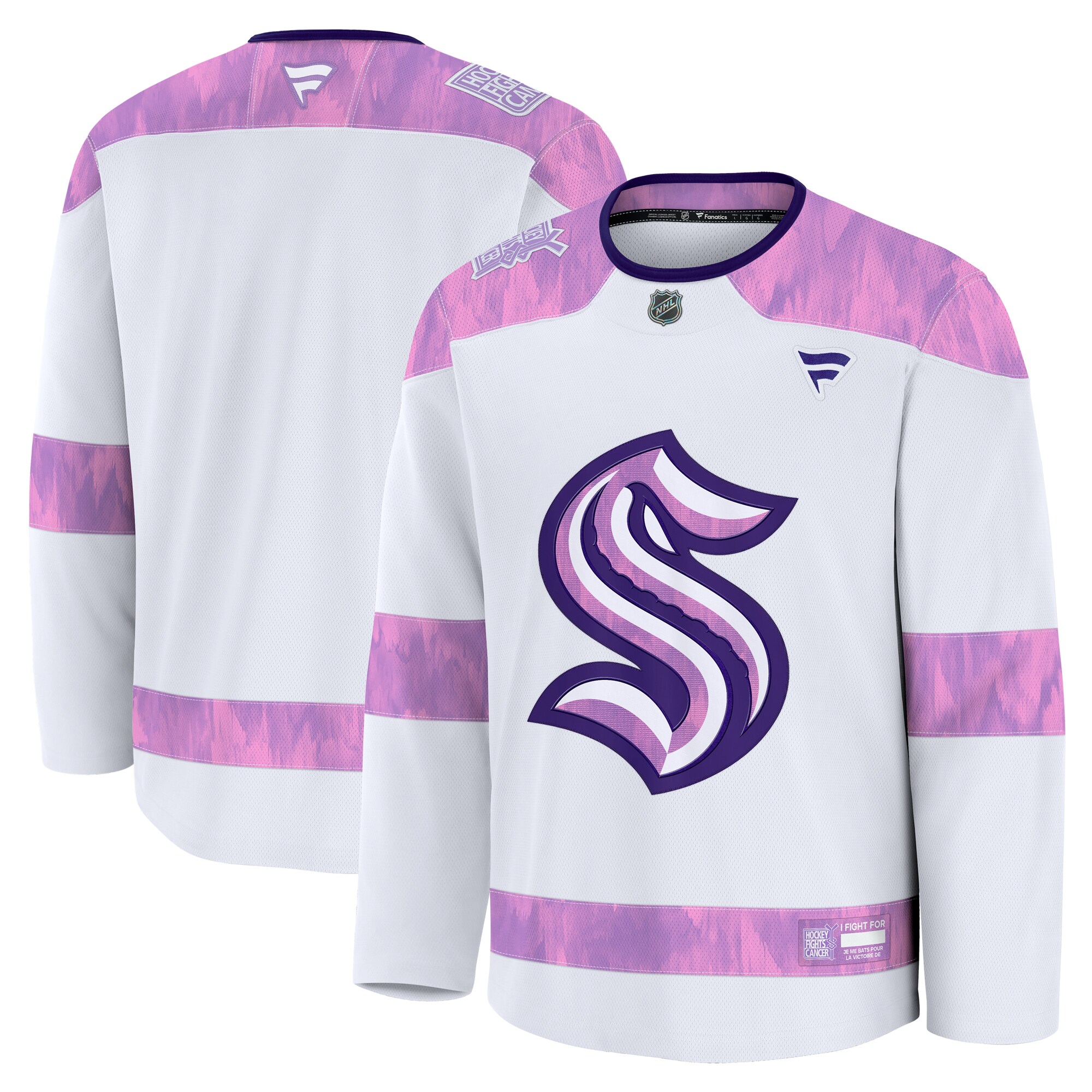 Seattle Kraken White 2024 Fights Cancer Practice NHL Jersey Men's
