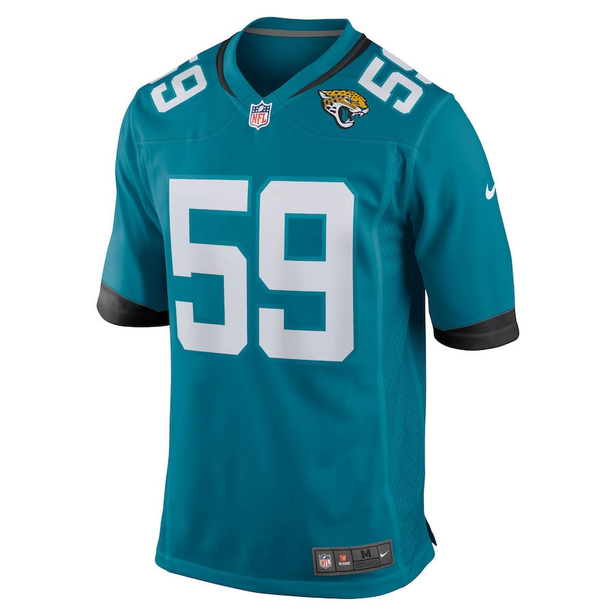 Myles Cole 59 Jacksonville Jaguars Team Game Teal NFL Jersey Men's