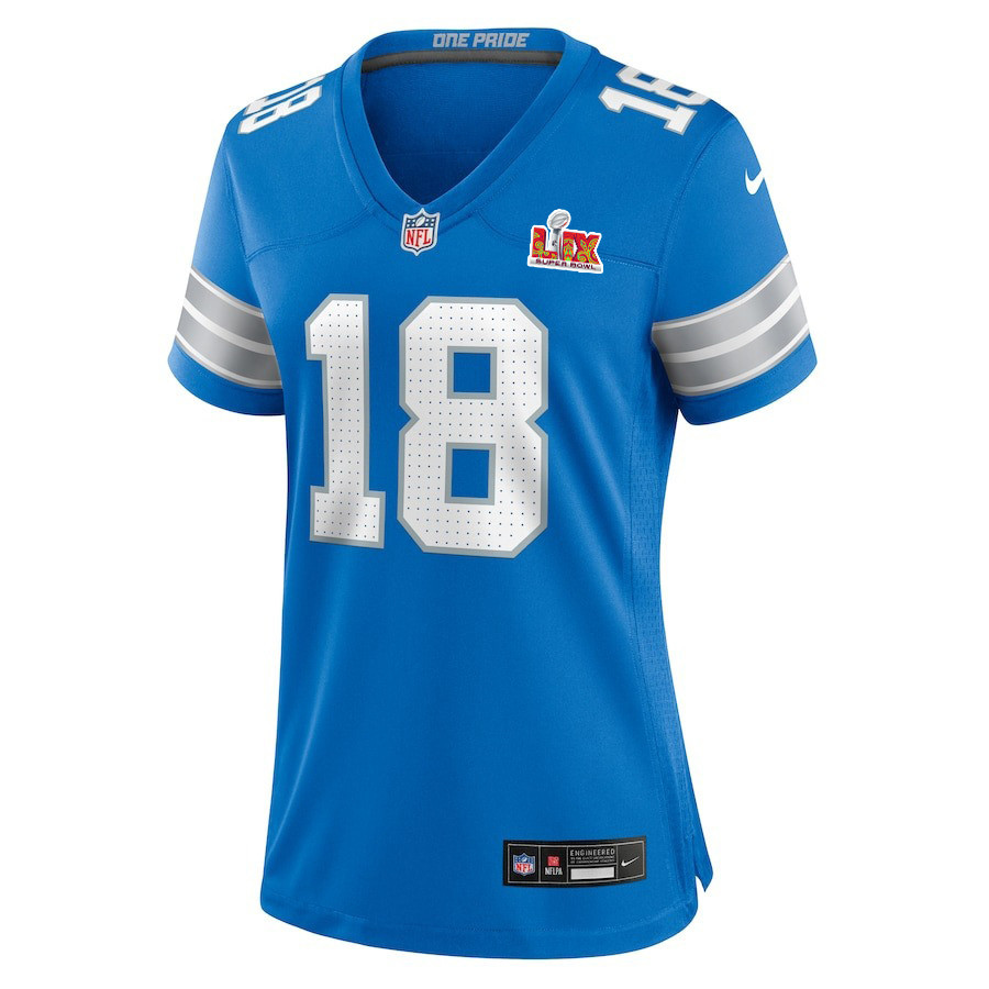 Antoine Green #18 Detroit Lions Super Bowl LIX Blue NFL Jersey Women's