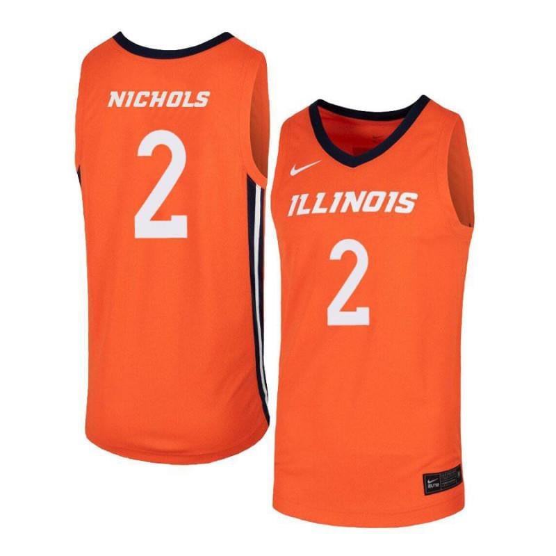 2 Kipper Nichols Orange Elite Illinois Fighting Illini NCAA Jersey Men's