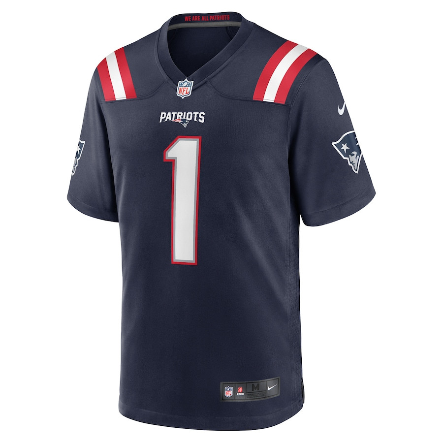 Ja'Lynn Polk 1 New England Patriots Team Game Navy NFL Jersey Men's