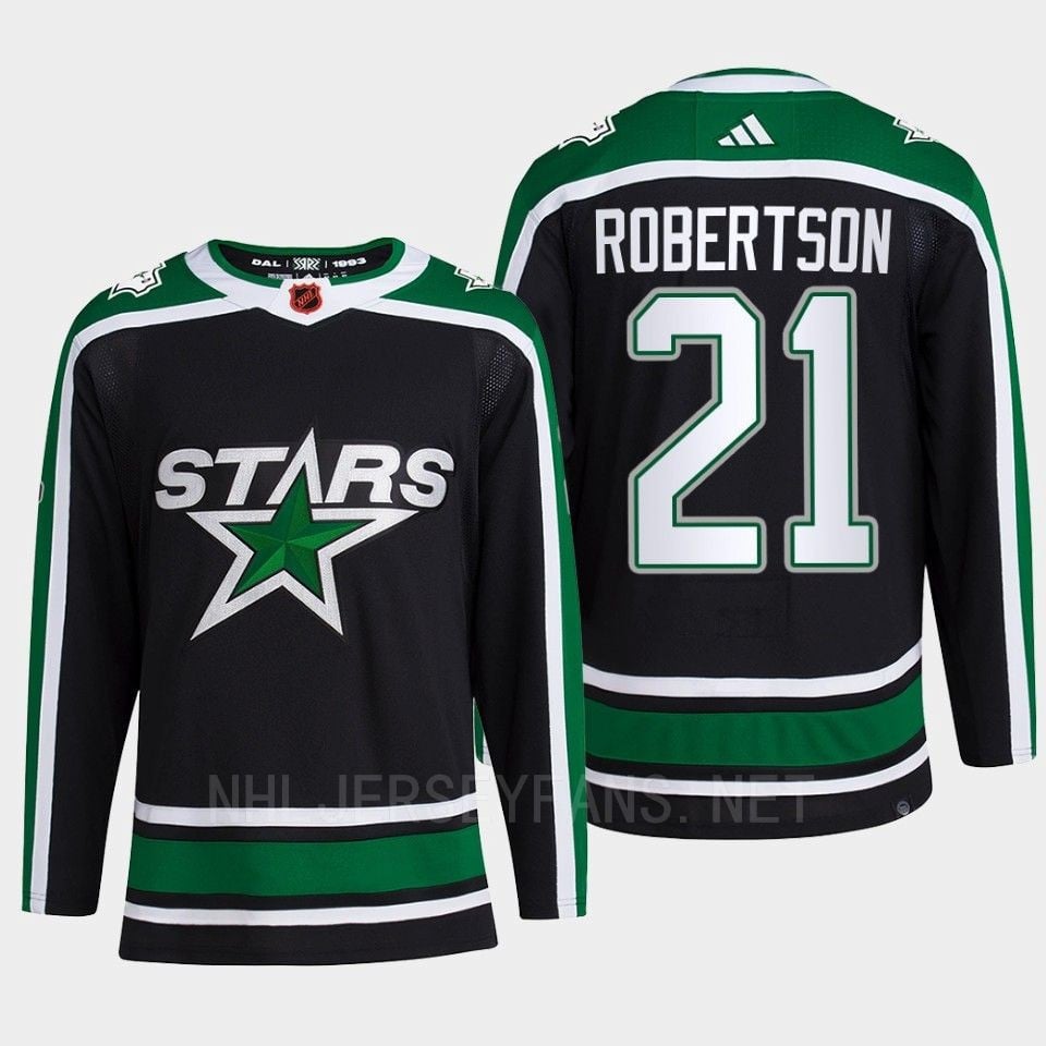 Jason Robertson 21 Reverse Retro 2.0 Dallas Stars 2022 Black Pro Primegreen NHL Jersey Men's