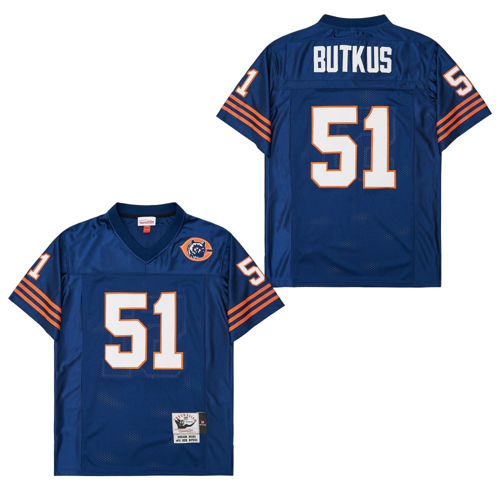 Dick Butkus 51 Chicago Bears Retro Throwback Navy NFL Jersey Men's