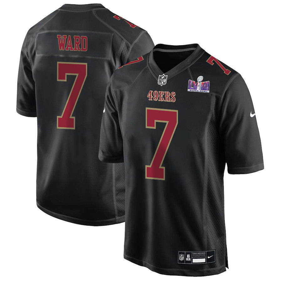Charvarius Ward 7 San Francisco 49ers Super Bowl LVIII Patch Fashion Game Carbon Black NFL Jersey Men's