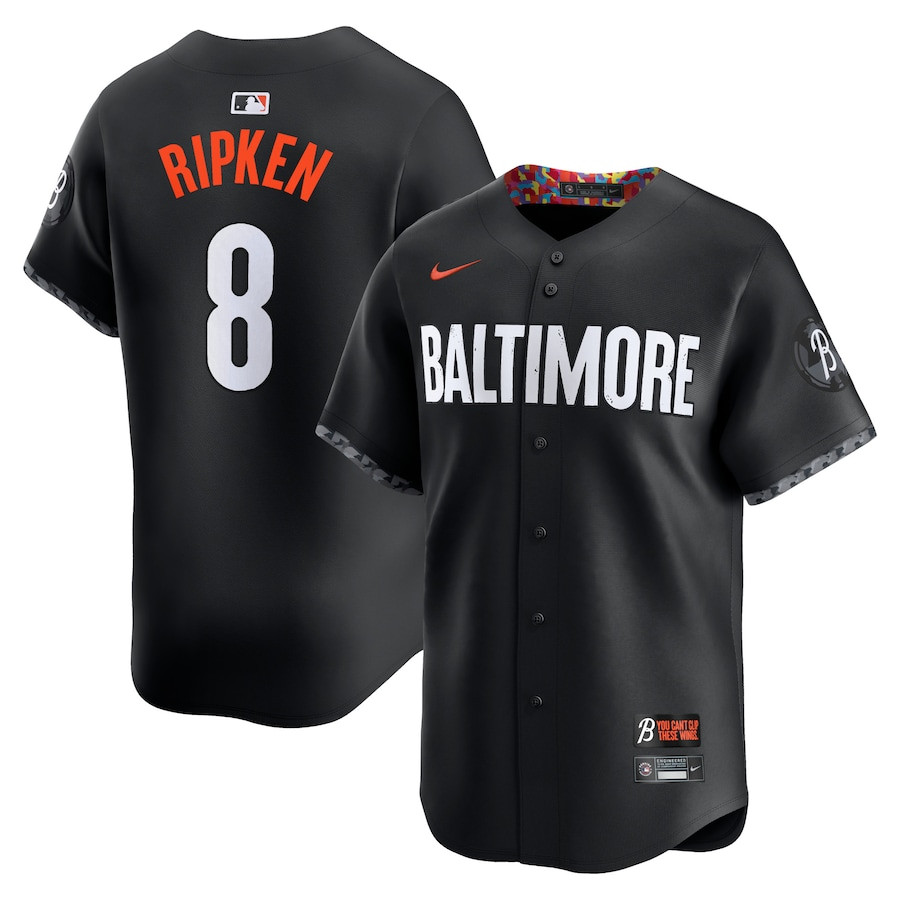 Cal Ripken Jr. 8 Baltimore Orioles City Connect Retired Black MLB Jersey Men's