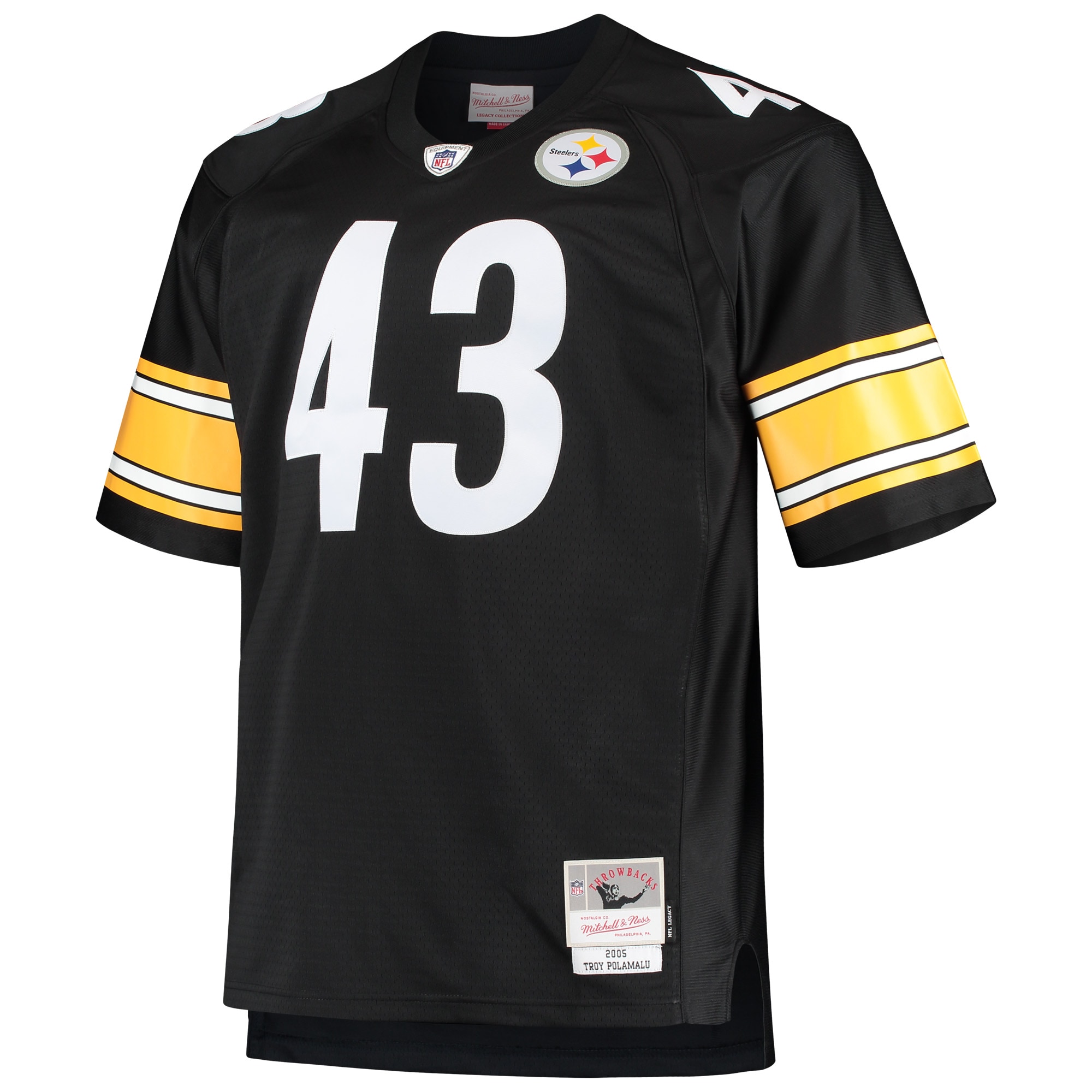 Pittsburgh Steelers Troy Polamalu Mitchell Ness Black Big Tall 2005 Retired Player NFL Jersey Men's