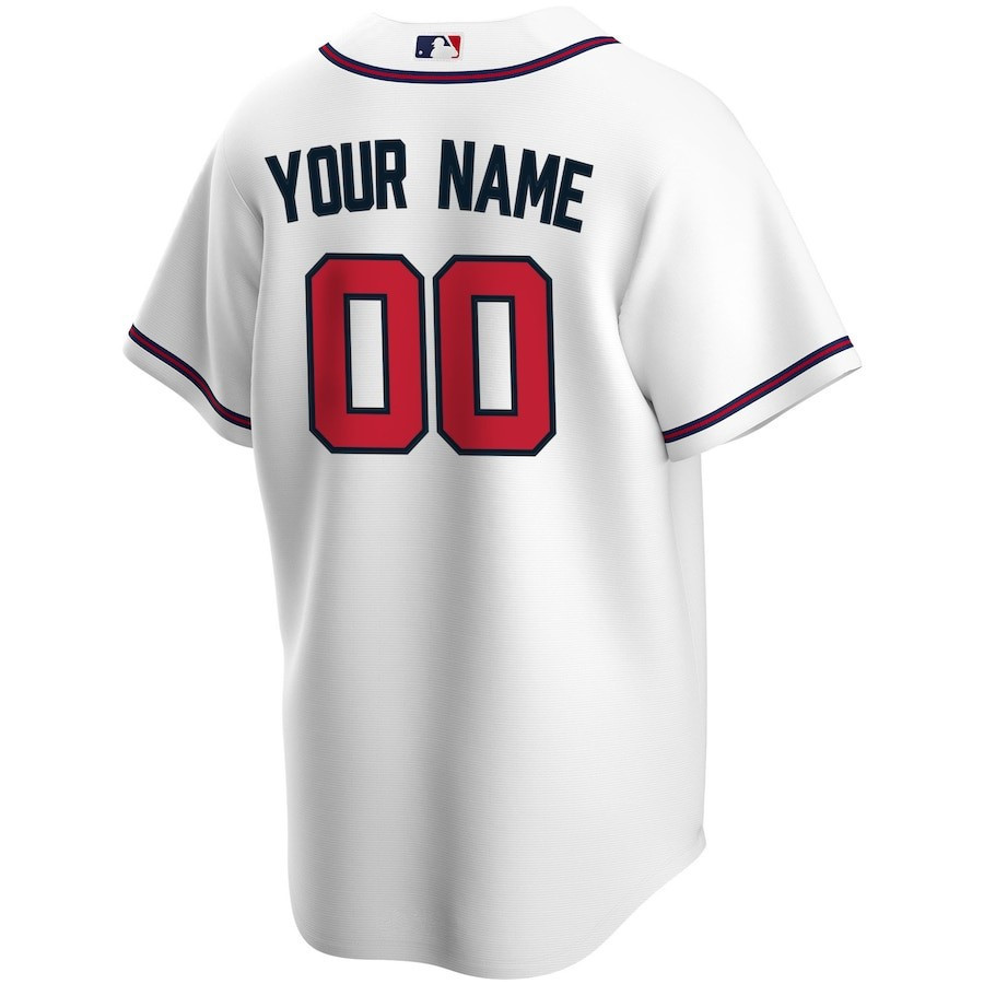 Atlanta Braves Home Custom White MLB Jersey Men's