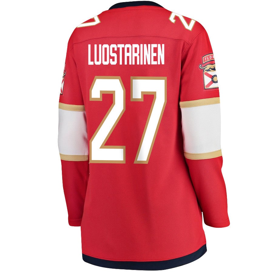 Eetu Luostarinen 27 Florida Panthers 2024 STANLEY CUP Final Home Breakaway Red NHL Jersey Women's