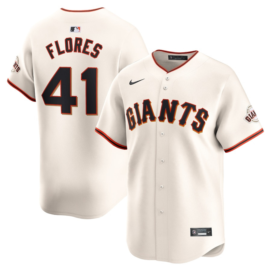 Wilmer Flores 41 San Francisco Giants Home Limited Player Cream MLB Jersey Men's
