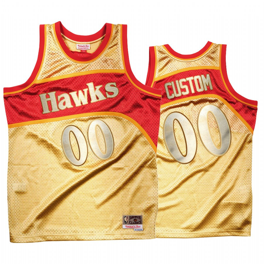 Custom 00 Atlanta Hawks Gold Classic Once More NBA Jersey Men's