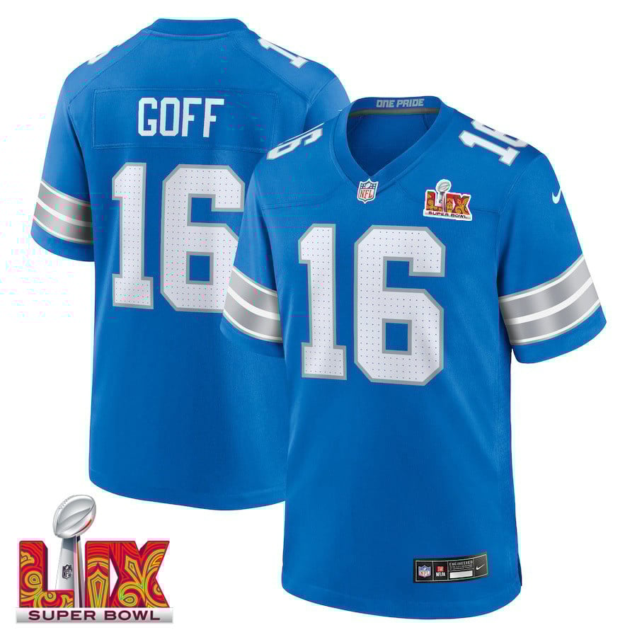 Jared Goff #16 Detroit Lions Super Bowl LIX Blue NFL Jersey Men's