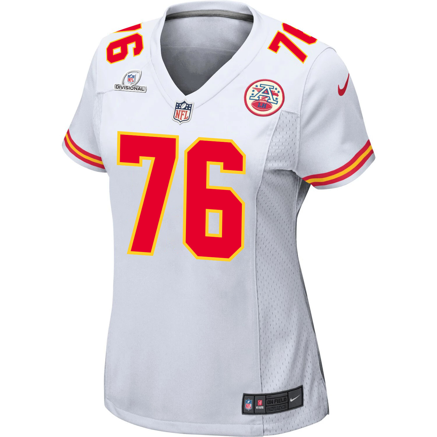 Prince Tega Wanogho 76 Kansas City Chiefs Super Bowl LVIII Patch Game White NFL Jersey Women's