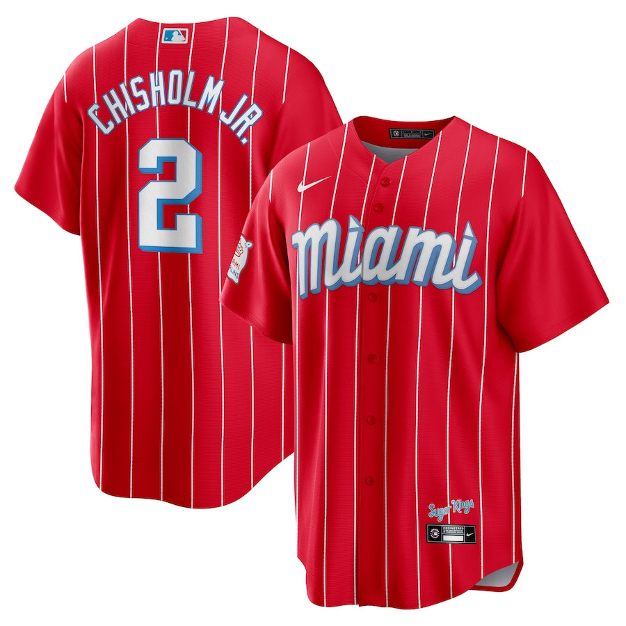 Jazz Chisholm Jr. 2 Miami Marlins City Connect Red MLB Jersey Men's