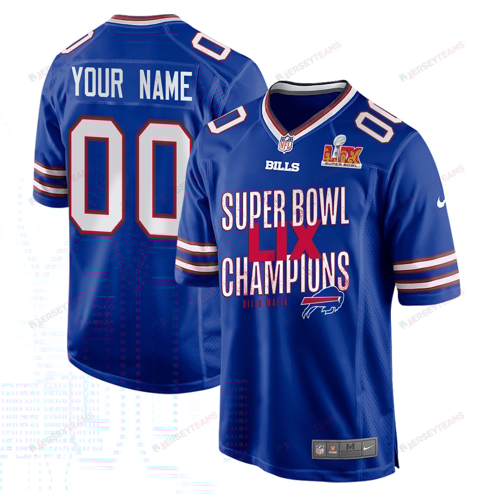 Buffalo Bills Super Bowl LIX Champions V5 Game Custom Royal NFL Jersey Men's
