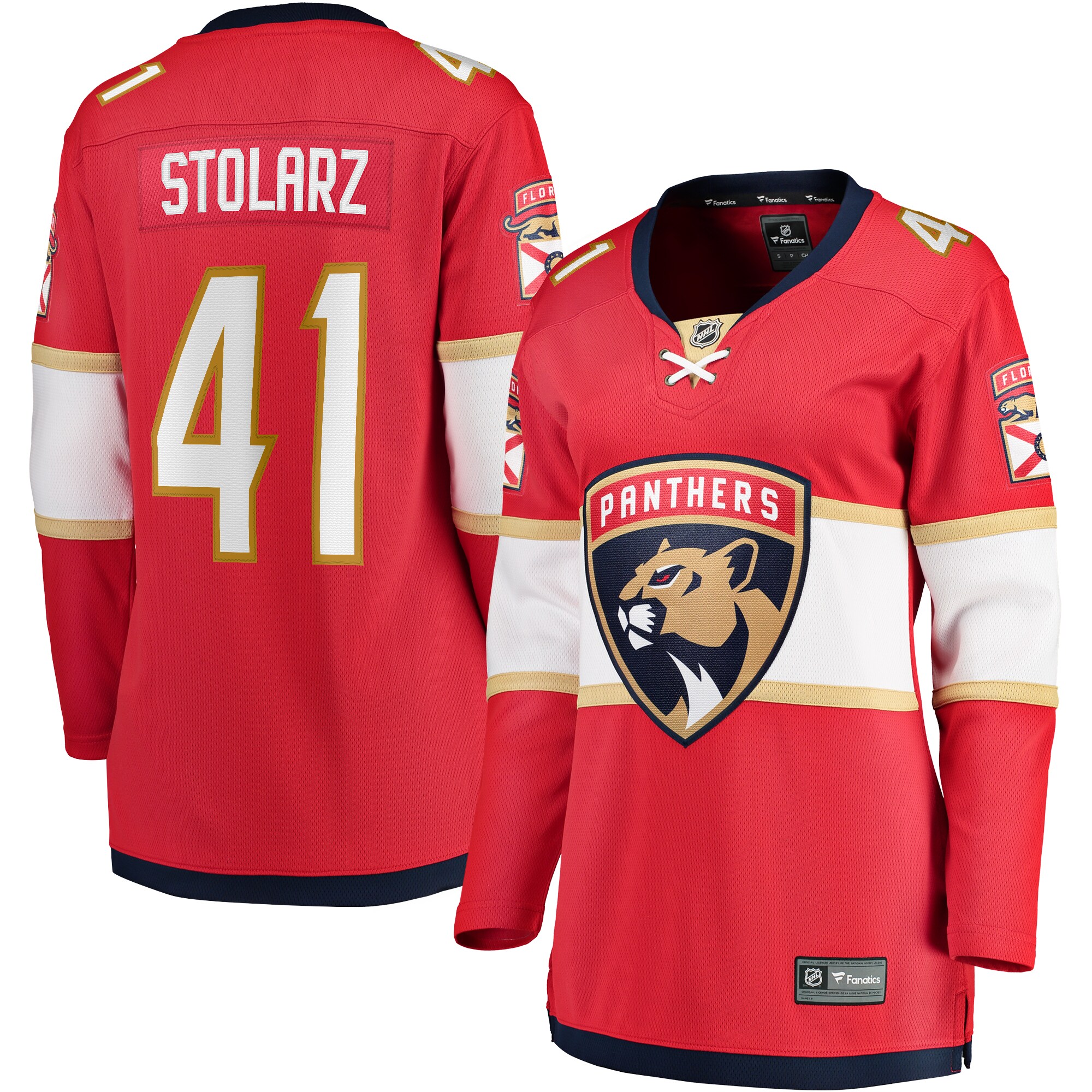 Florida Panthers Anthony Stolarz Red Home Breakaway Player NHL Jersey Women's
