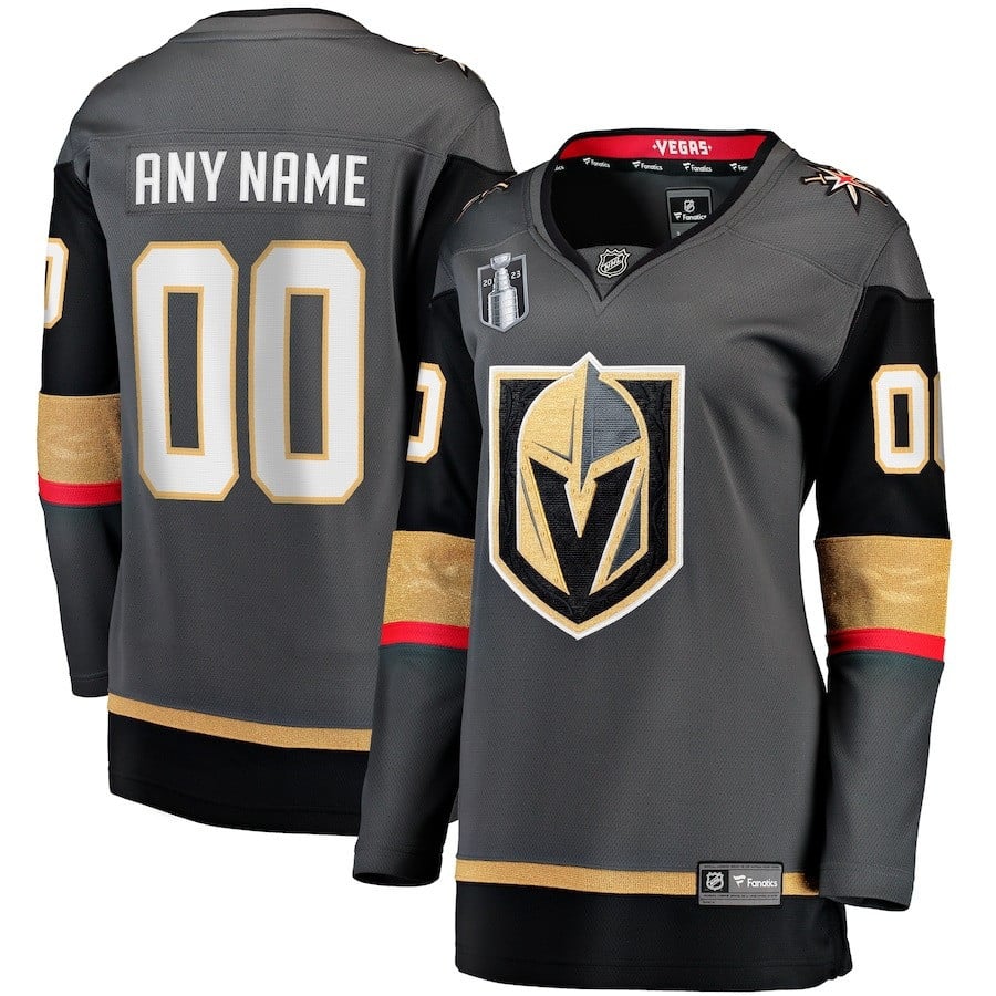 Custom 00 Vegas Golden Knights 2023 Stanley Cup Final Alternate Breakaway Black NHL Jersey Women's
